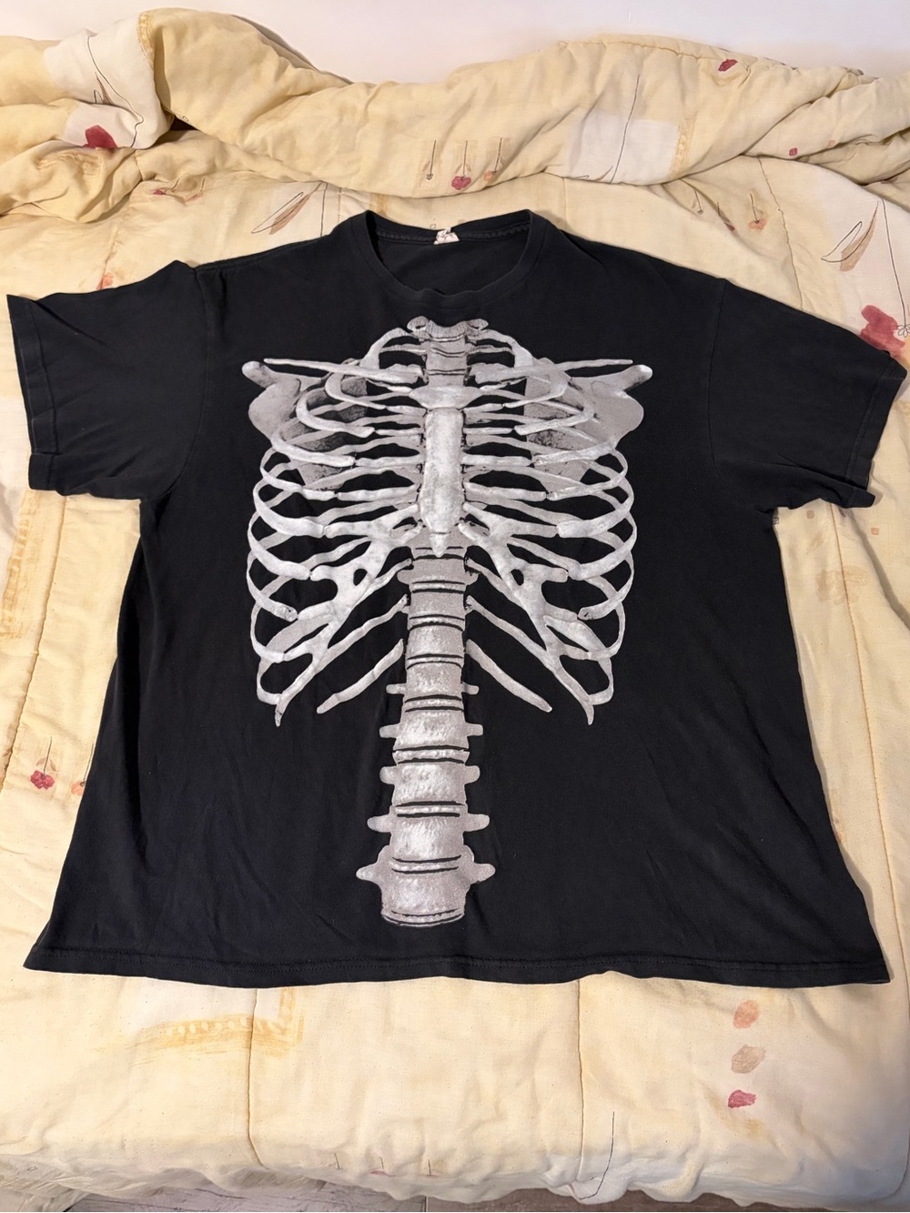 Black Ribcage Bones Skeleton T Shirt (XL)